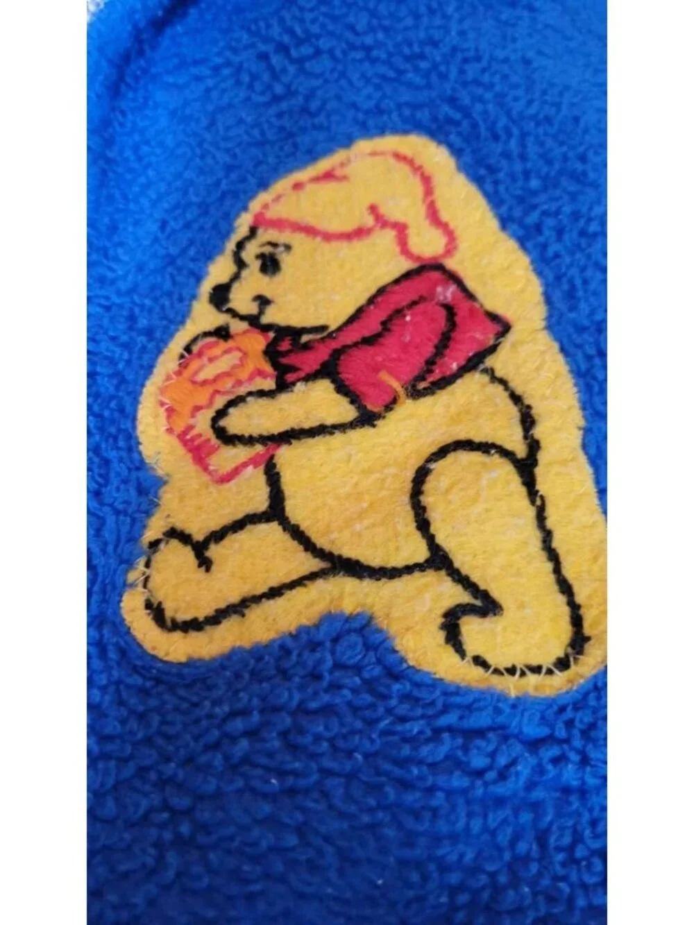 Vintage 70s Baby Boys 6-9 Months Disney Winnie The Pooh Blue Fleece Zip Sleeper